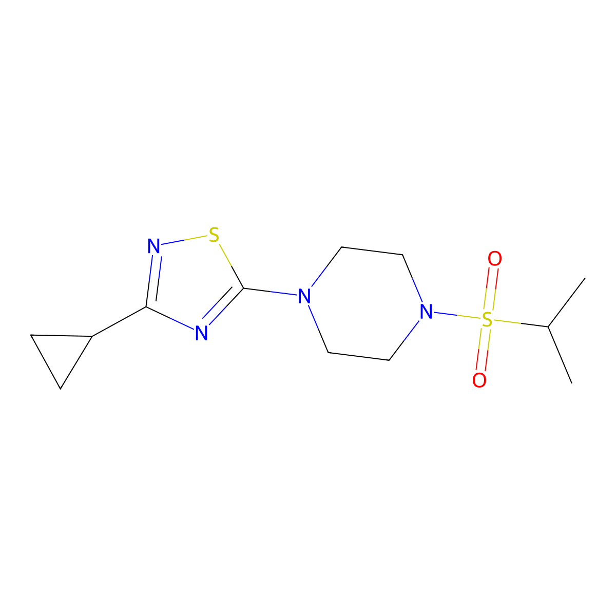 1-(3-Cyclopropyl-1,2,4-thiadiazol-5-yl)-4-(propane-2-sulfonyl)piperazine molecular structure, CAS 2742058-67-7