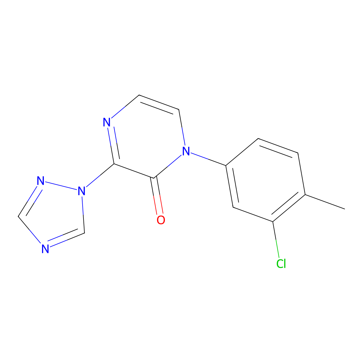 1-(3-chloro-4-methylphenyl)-3-(1H-1,2,4-triazol-1-yl)-1,2-dihydropyrazin-2-one molecular structure, CAS 2742058-68-8