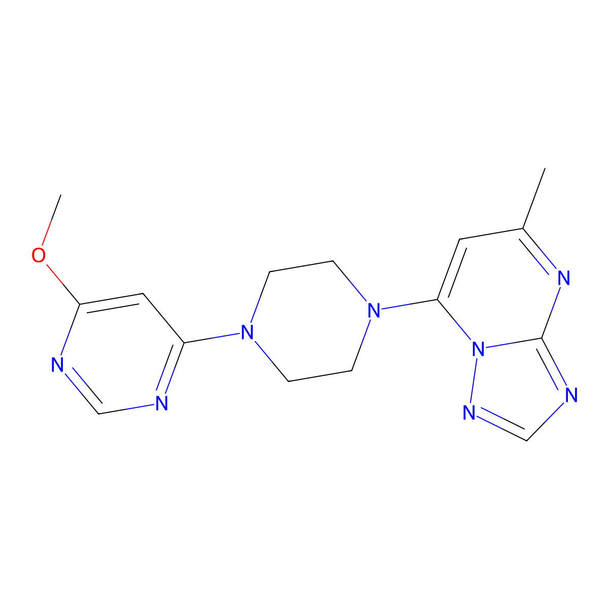 4-Methoxy-6-(4-{5-methyl-[1,2,4]triazolo[1,5-a]pyrimidin-7-yl}piperazin-1-yl)pyrimidine molecular structure, CAS 2742058-70-2