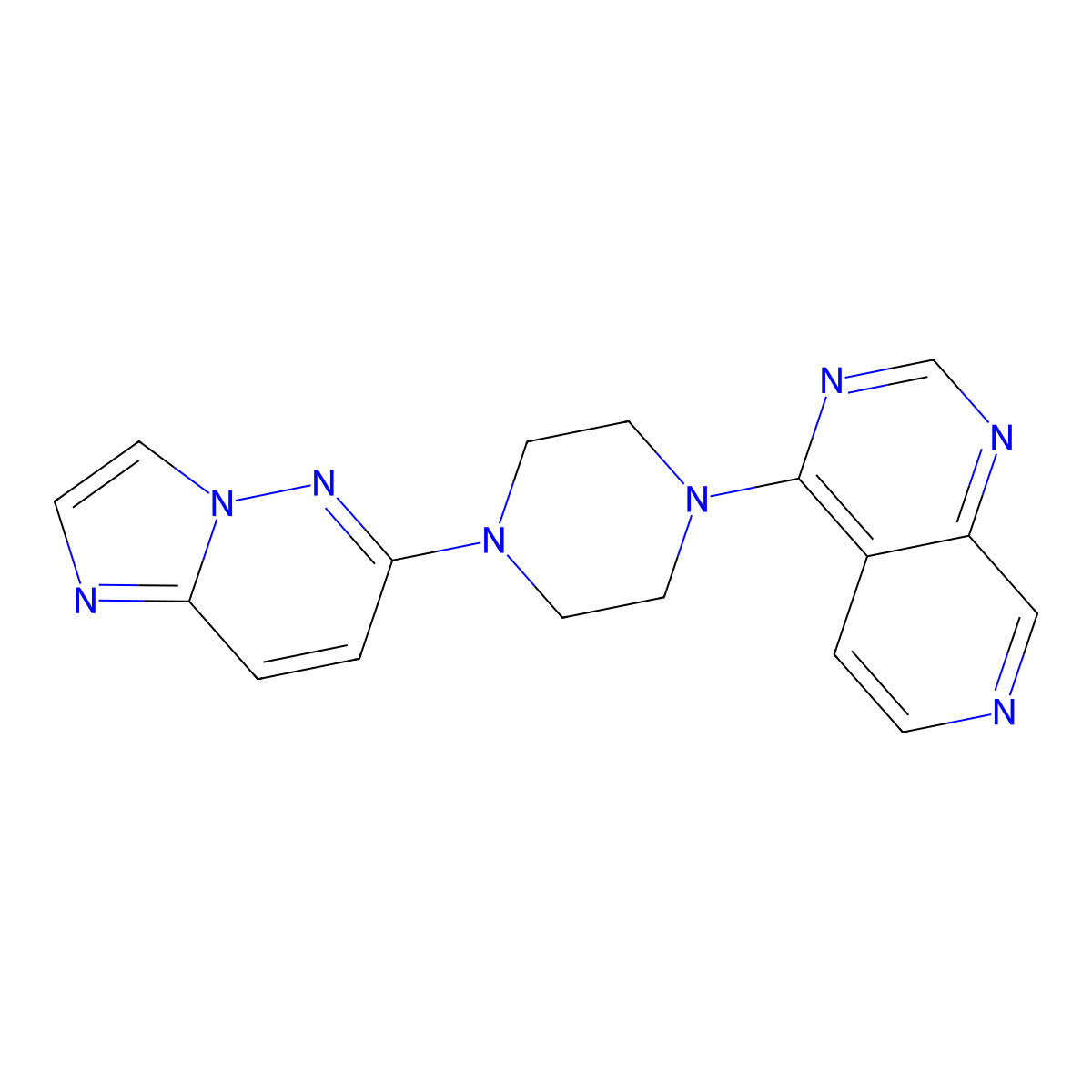 1-{Imidazo[1,2-b]pyridazin-6-yl}-4-{pyrido[3,4-d]pyrimidin-4-yl}piperazine molecular structure, CAS 2742058-71-3