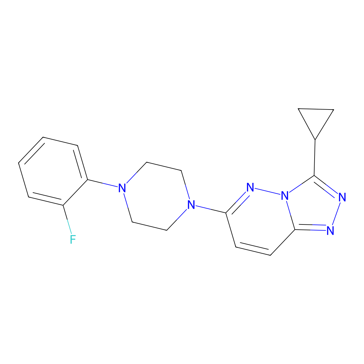 1-{3-Cyclopropyl-[1,2,4]triazolo[4,3-b]pyridazin-6-yl}-4-(2-fluorophenyl)piperazine molecular structure, CAS 2742058-73-5
