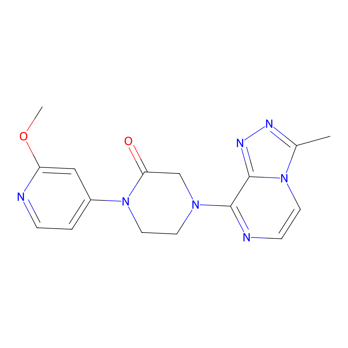 1-(2-Methoxypyridin-4-yl)-4-{3-methyl-[1,2,4]triazolo[4,3-a]pyrazin-8-yl}piperazin-2-one molecular structure, CAS 2742058-75-7