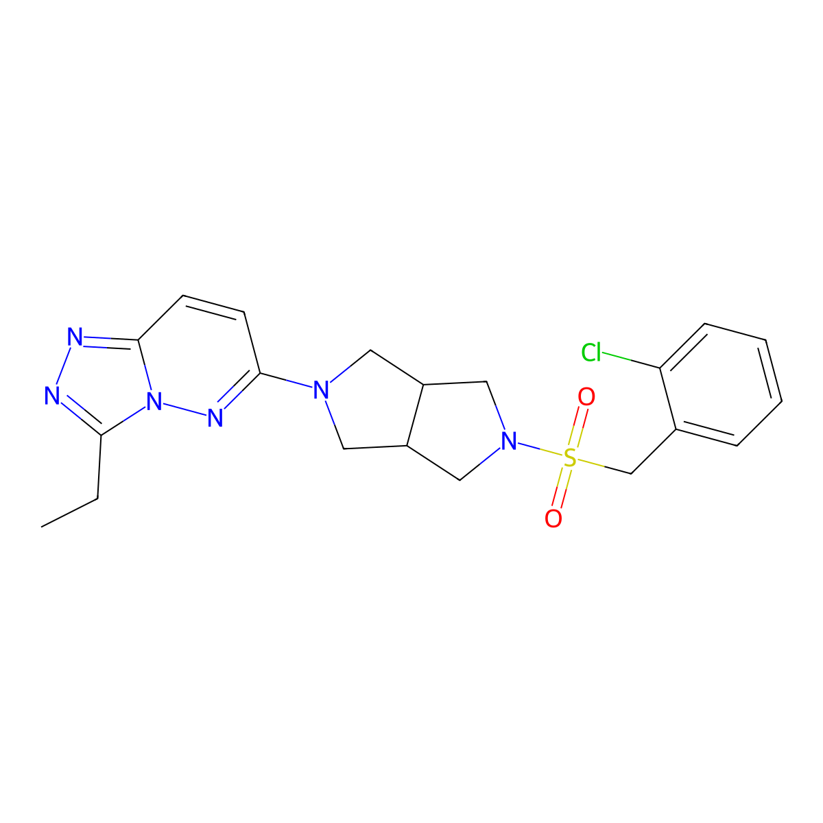 2-[(2-Chlorophenyl)methanesulfonyl]-5-{3-ethyl-[1,2,4]triazolo[4,3-b]pyridazin-6-yl}-octahydropyrrolo[3,4-c]pyrrole molecular structure, CAS 2742058-79-1