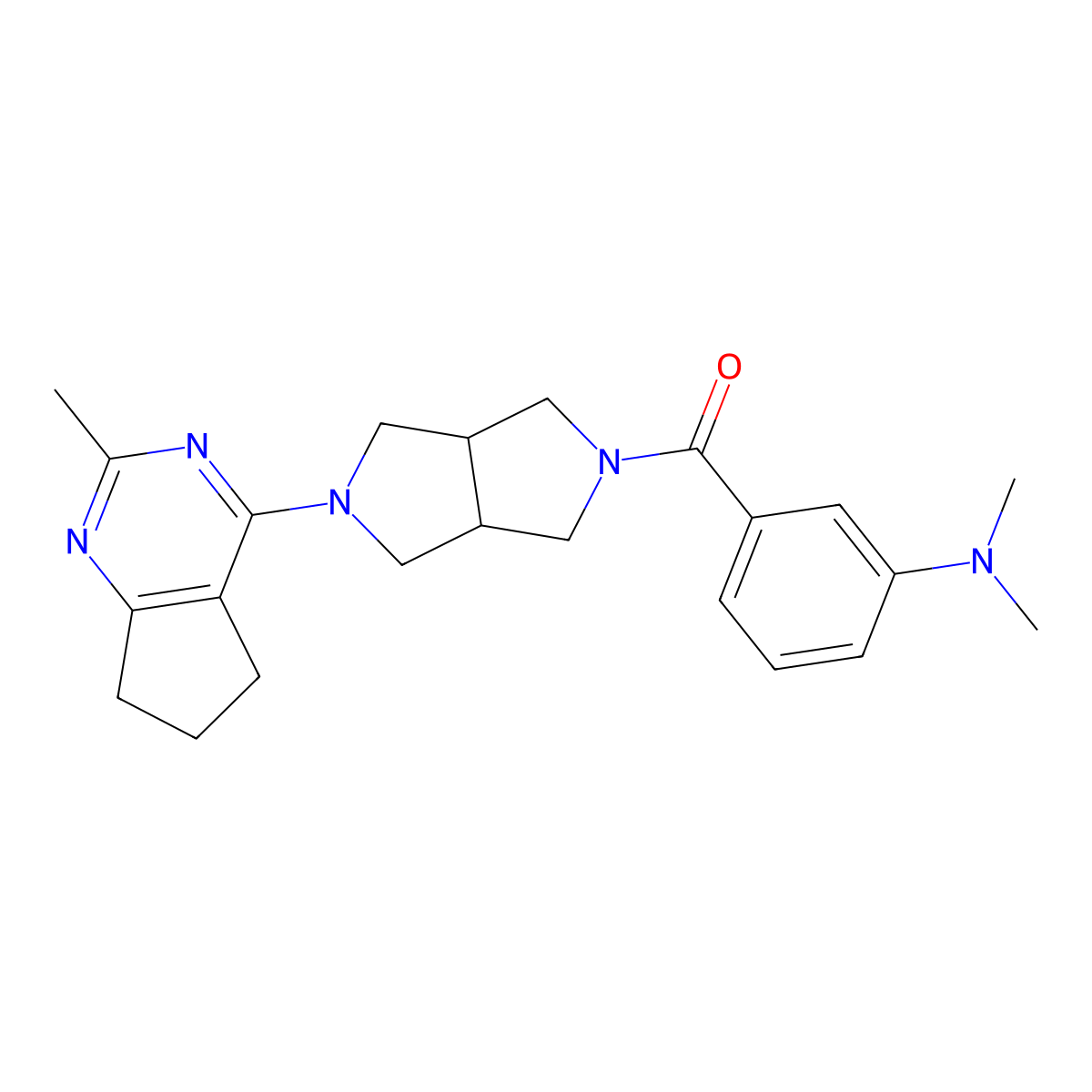 N,N-dimethyl-3-(5-{2-methyl-5H,6H,7H-cyclopenta[d]pyrimidin-4-yl}-octahydropyrrolo[3,4-c]pyrrole-2-carbonyl)aniline molecular structure, CAS 2742058-85-9