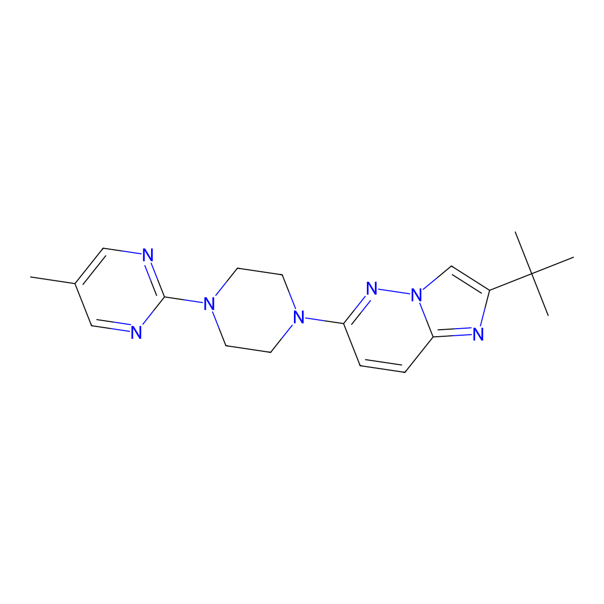 2-(4-{2-Tert-butylimidazo[1,2-b]pyridazin-6-yl}piperazin-1-yl)-5-methylpyrimidine molecular structure, CAS 2742058-90-6