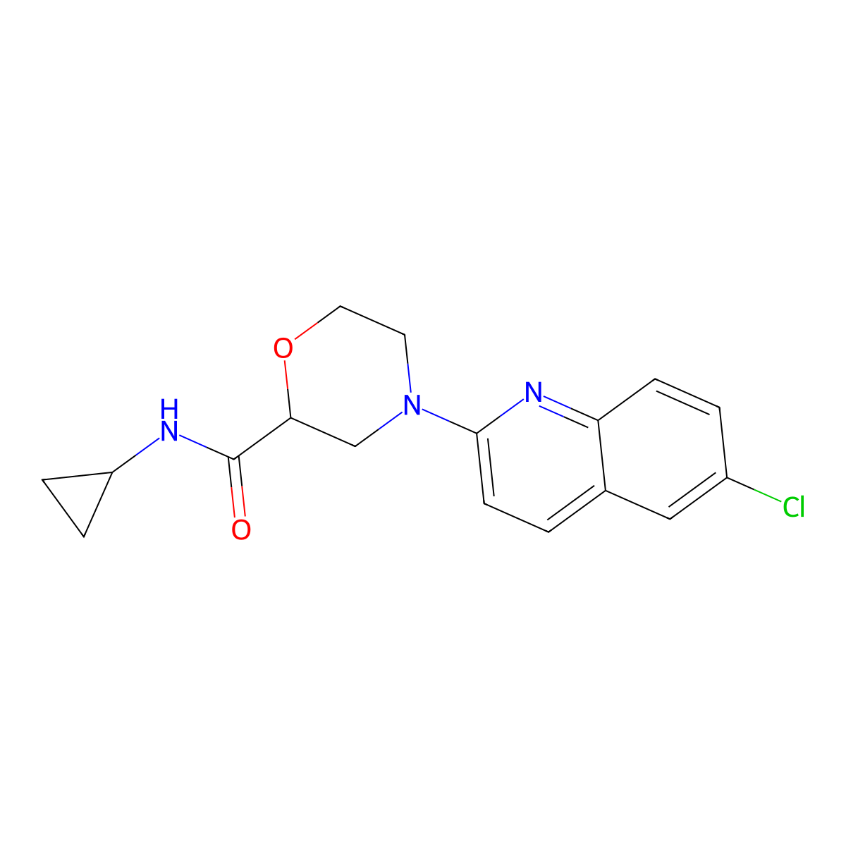 4-(6-chloroquinolin-2-yl)-N-cyclopropylmorpholine-2-carboxamide molecular structure, CAS 2742058-93-9