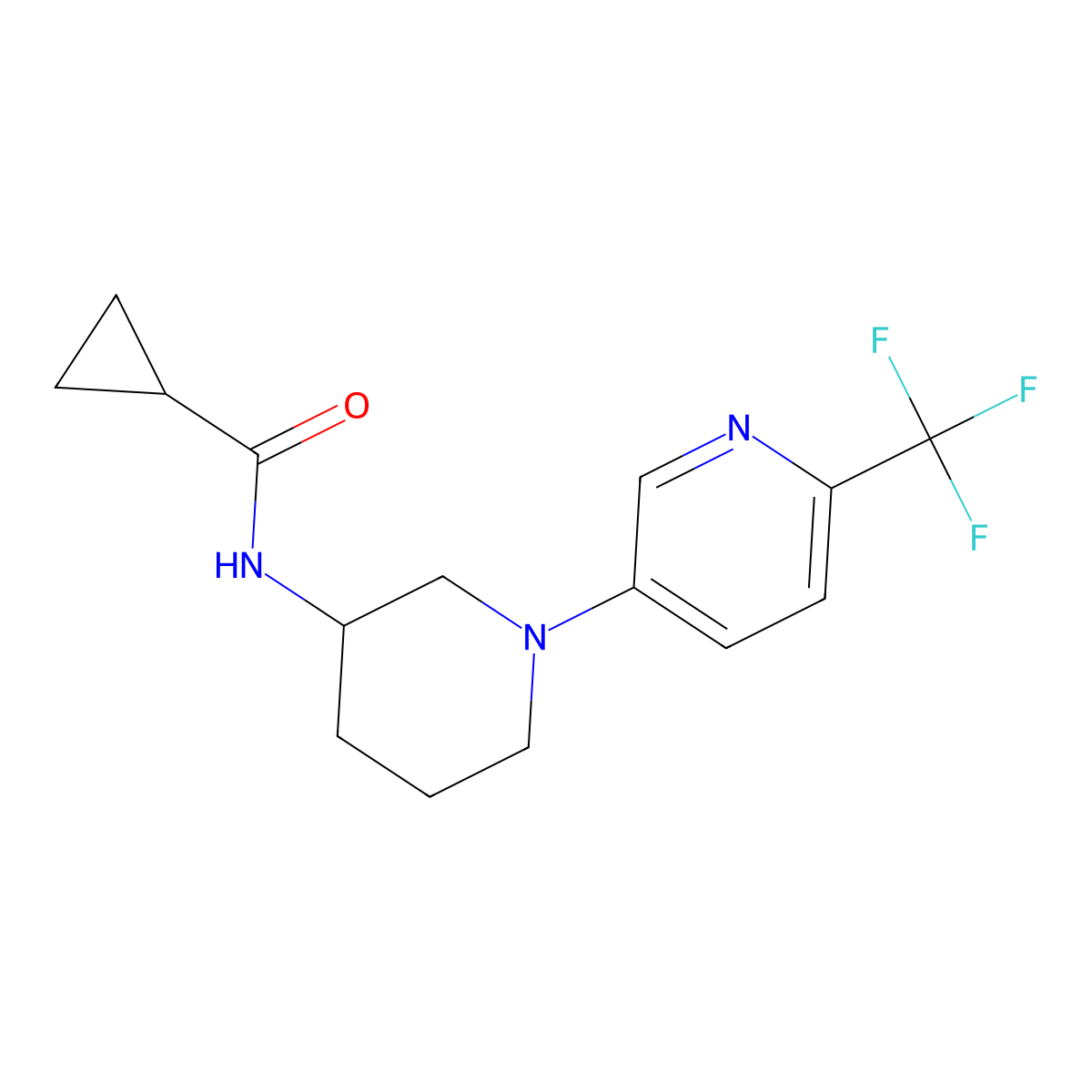 N-{1-[6-(trifluoromethyl)pyridin-3-yl]piperidin-3-yl}cyclopropanecarboxamide molecular structure, CAS 2742059-02-3