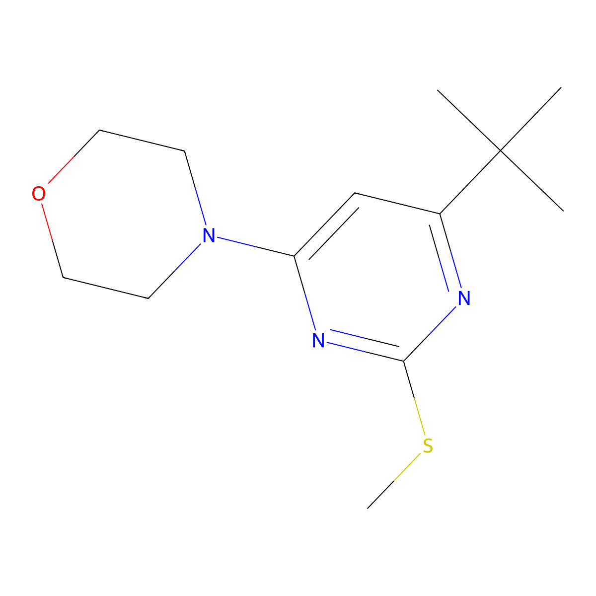 4-[6-Tert-butyl-2-(methylsulfanyl)pyrimidin-4-yl]morpholine molecular structure, CAS 2742059-14-7