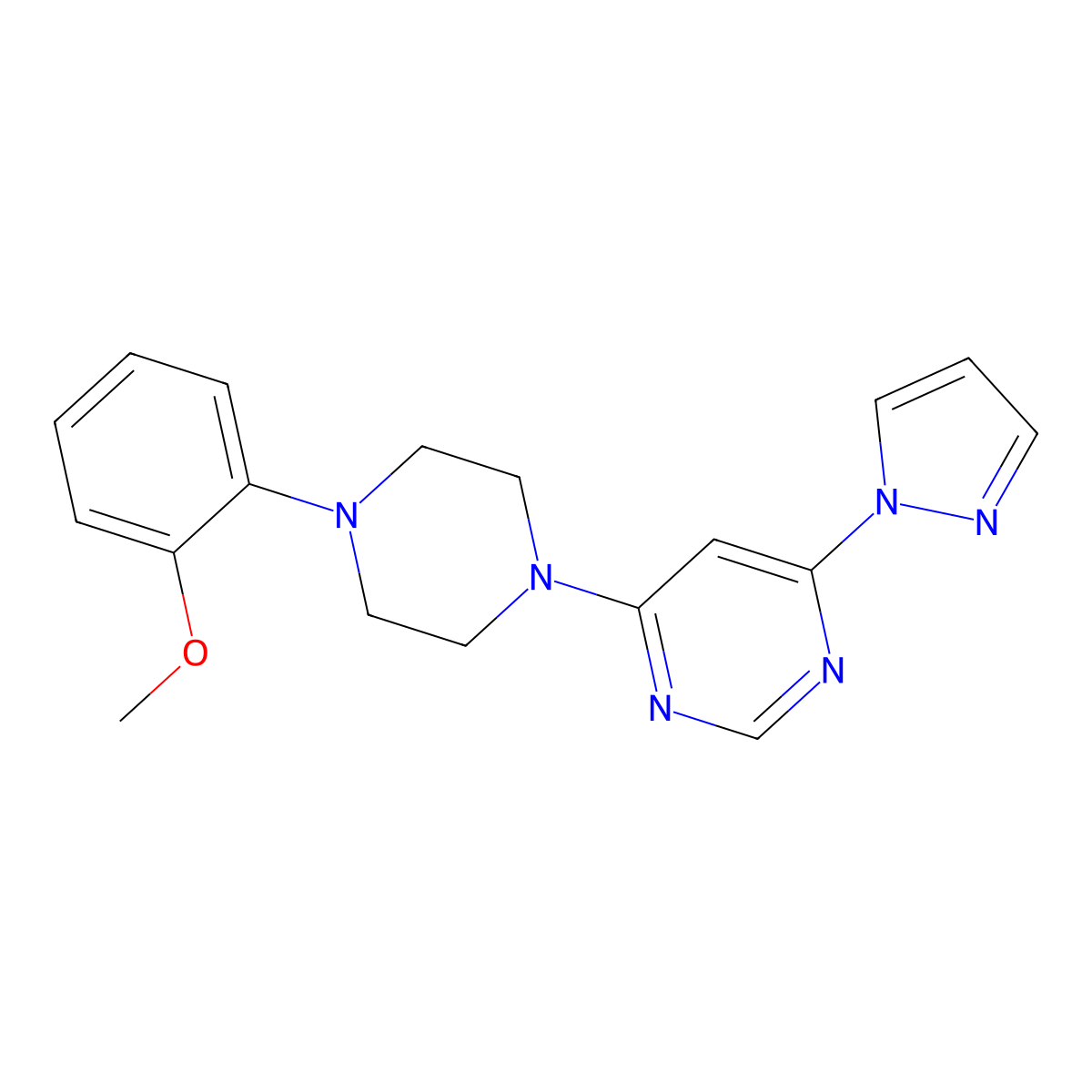 4-[4-(2-methoxyphenyl)piperazin-1-yl]-6-(1H-pyrazol-1-yl)pyrimidine molecular structure, CAS 2742059-15-8