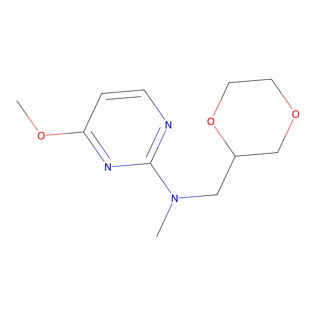 N-[(1,4-dioxan-2-yl)methyl]-4-methoxy-N-methylpyrimidin-2-amine molecular structure, CAS 2742059-22-7