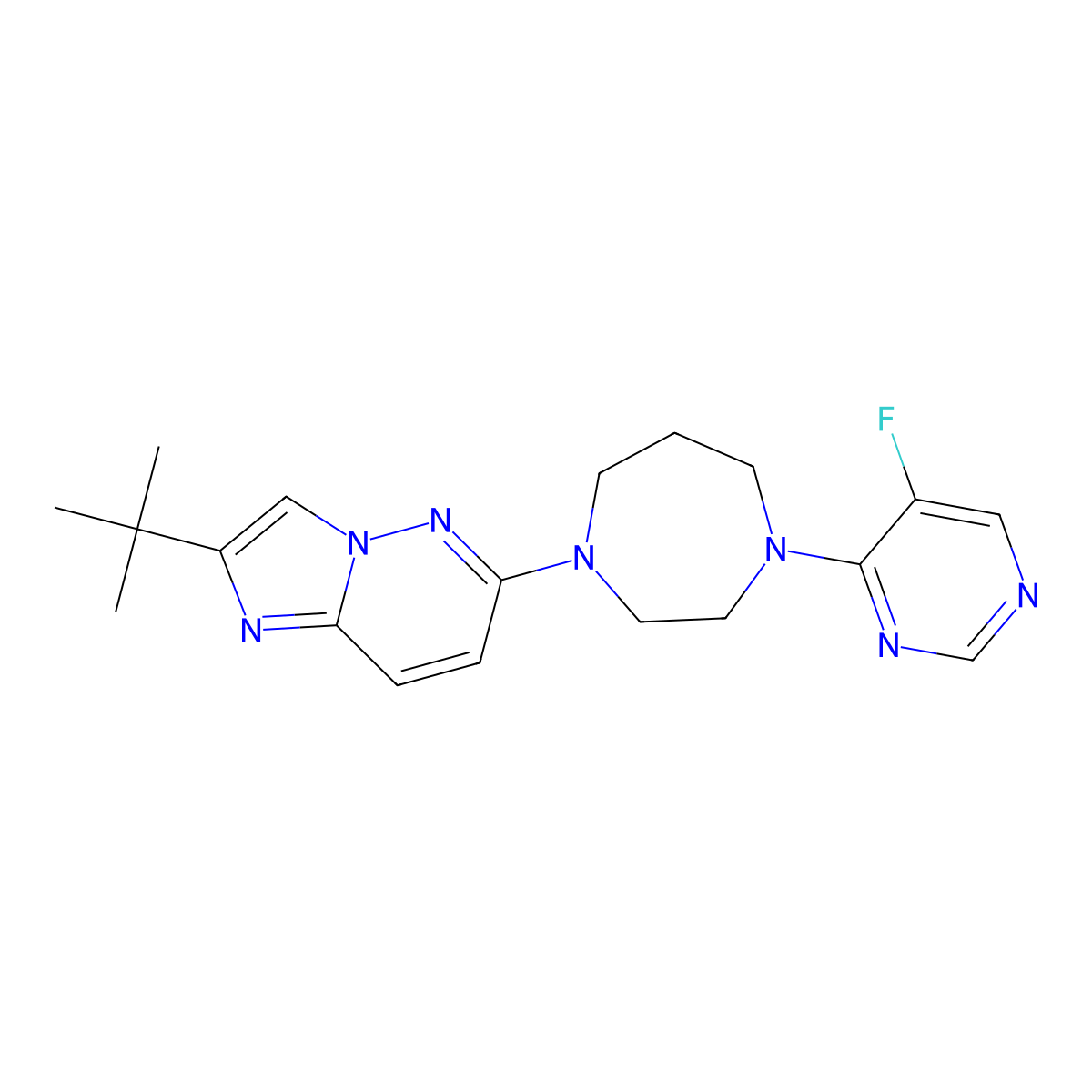 1-{2-Tert-butylimidazo[1,2-b]pyridazin-6-yl}-4-(5-fluoropyrimidin-4-yl)-1,4-diazepane molecular structure, CAS 2742059-27-2