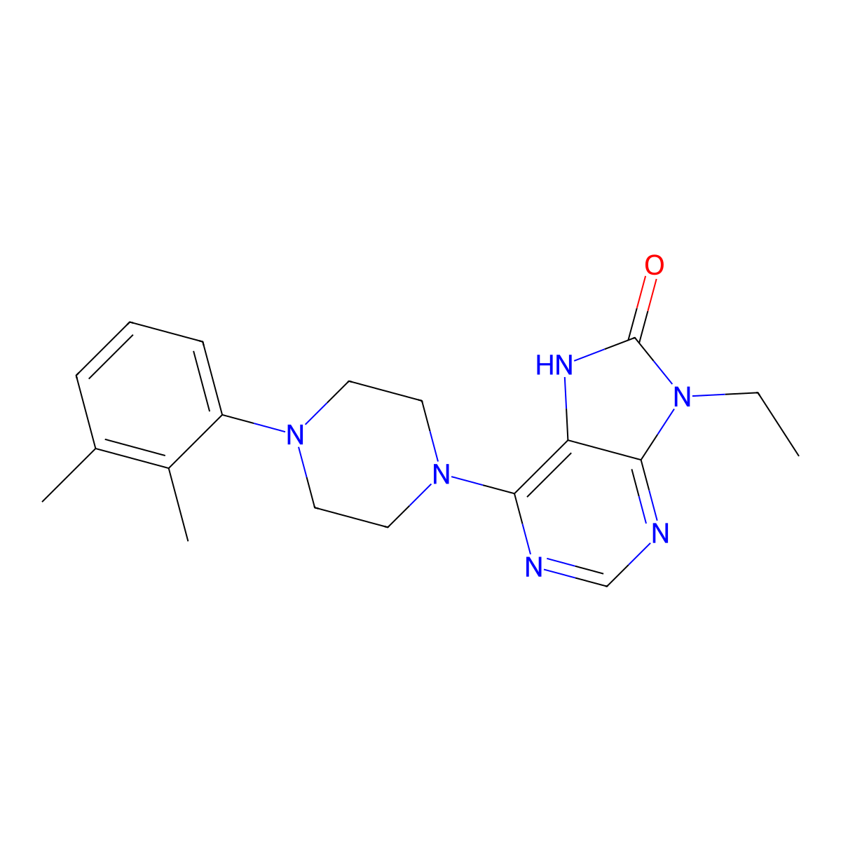 6-[4-(2,3-dimethylphenyl)piperazin-1-yl]-9-ethyl-8,9-dihydro-7H-purin-8-one molecular structure, CAS 2742059-44-3