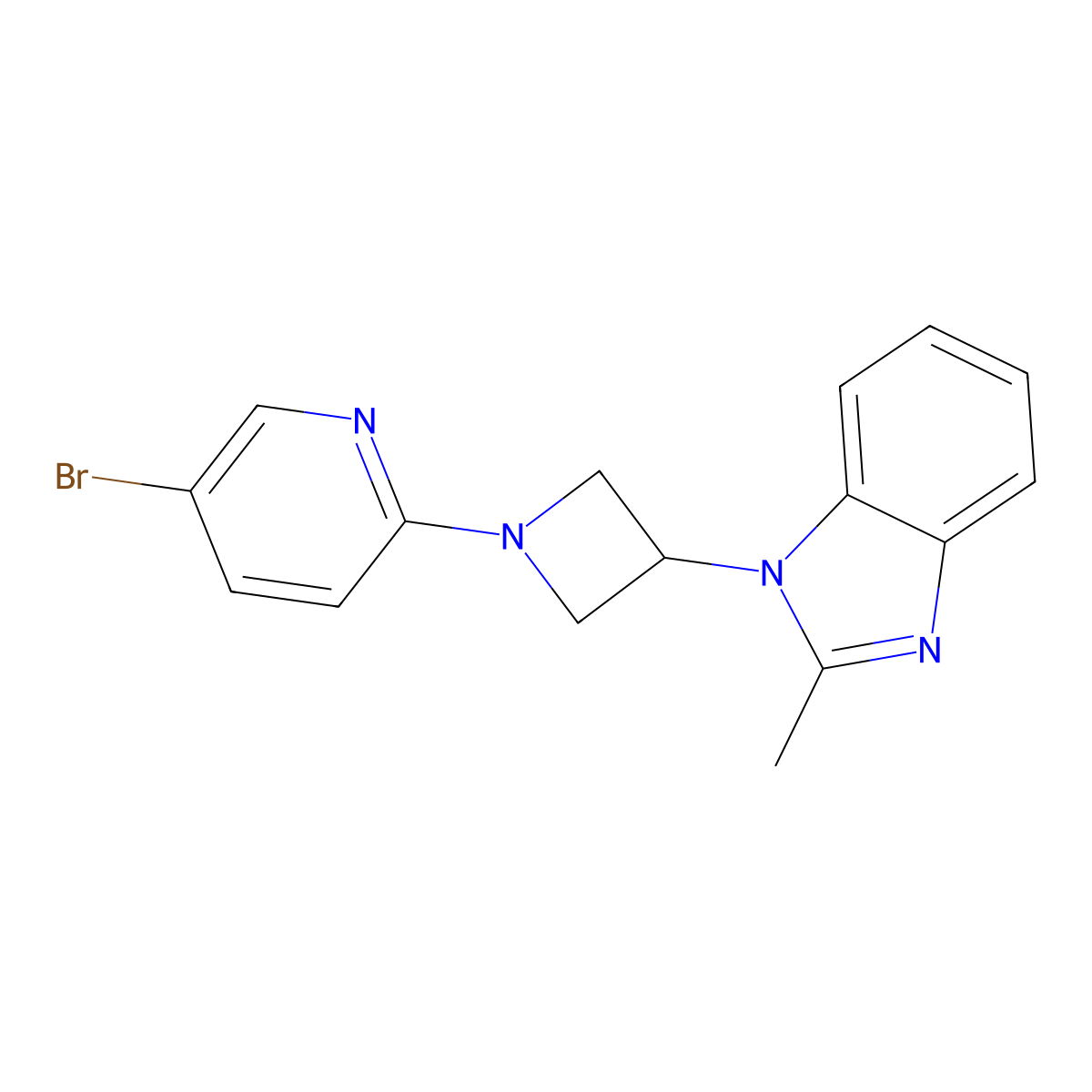 1-[1-(5-bromopyridin-2-yl)azetidin-3-yl]-2-methyl-1H-1,3-benzodiazole molecular structure, CAS 2742059-48-7