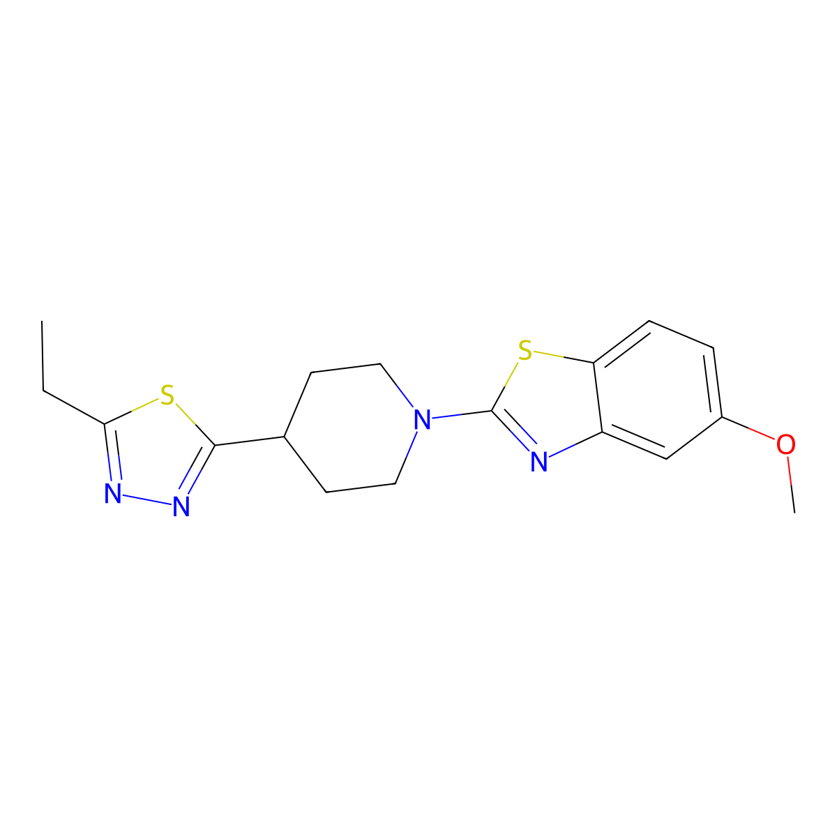 2-[4-(5-Ethyl-1,3,4-thiadiazol-2-yl)piperidin-1-yl]-5-methoxy-1,3-benzothiazole molecular structure, CAS 2742059-52-3