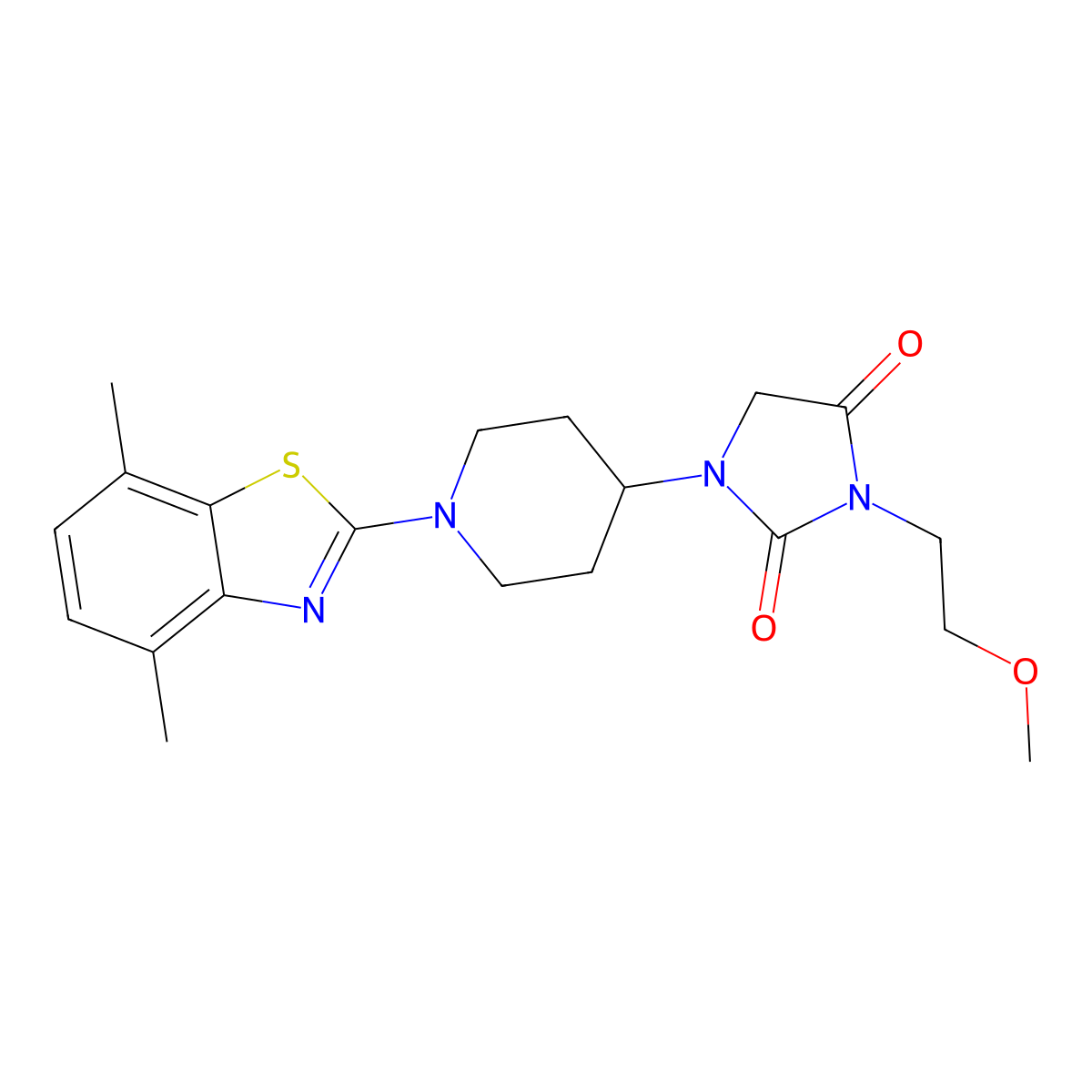 1-[1-(4,7-Dimethyl-1,3-benzothiazol-2-yl)piperidin-4-yl]-3-(2-methoxyethyl)imidazolidine-2,4-dione molecular structure, CAS 2742059-63-6