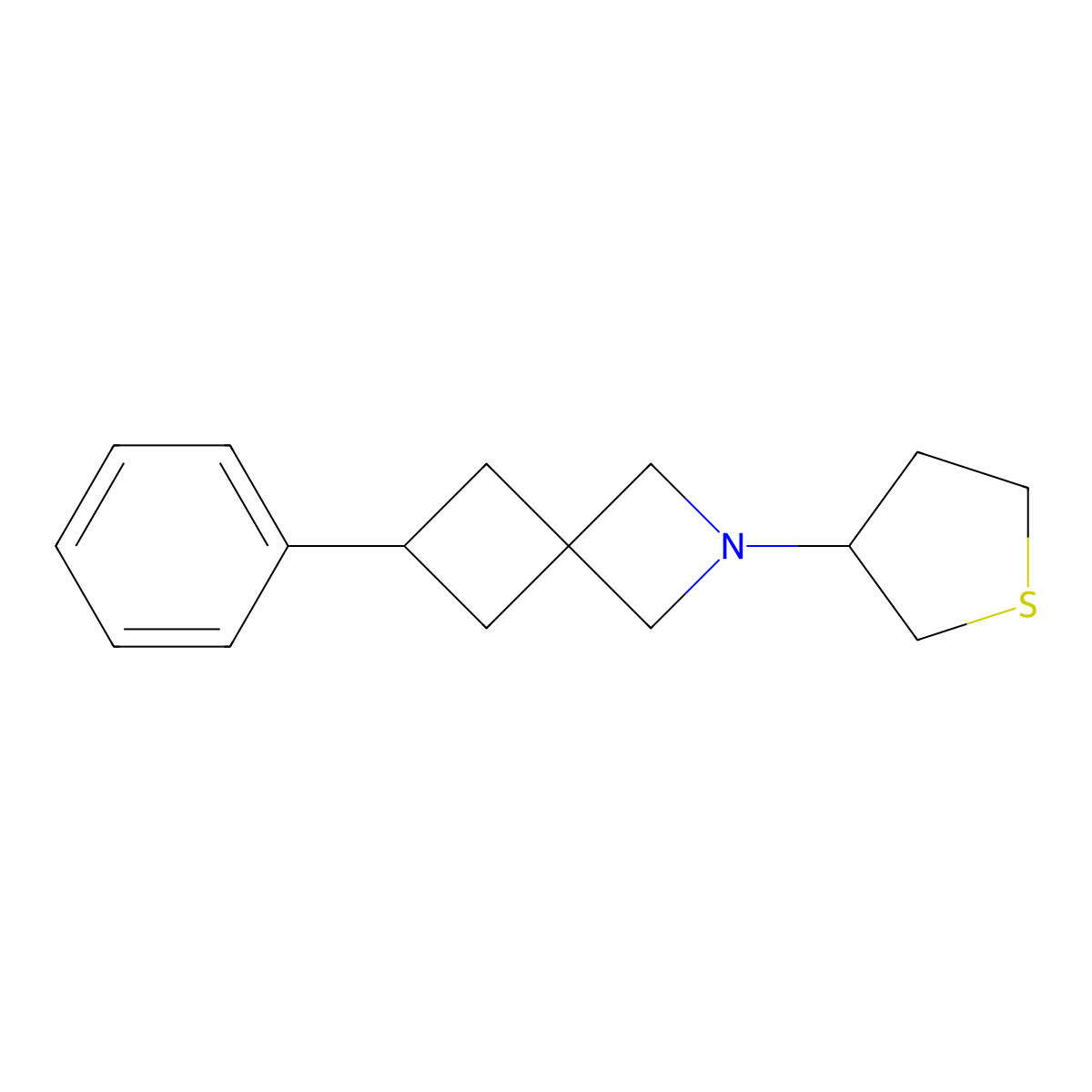 6-Phenyl-2-(thiolan-3-yl)-2-azaspiro[3.3]heptane molecular structure, CAS 2742059-64-7