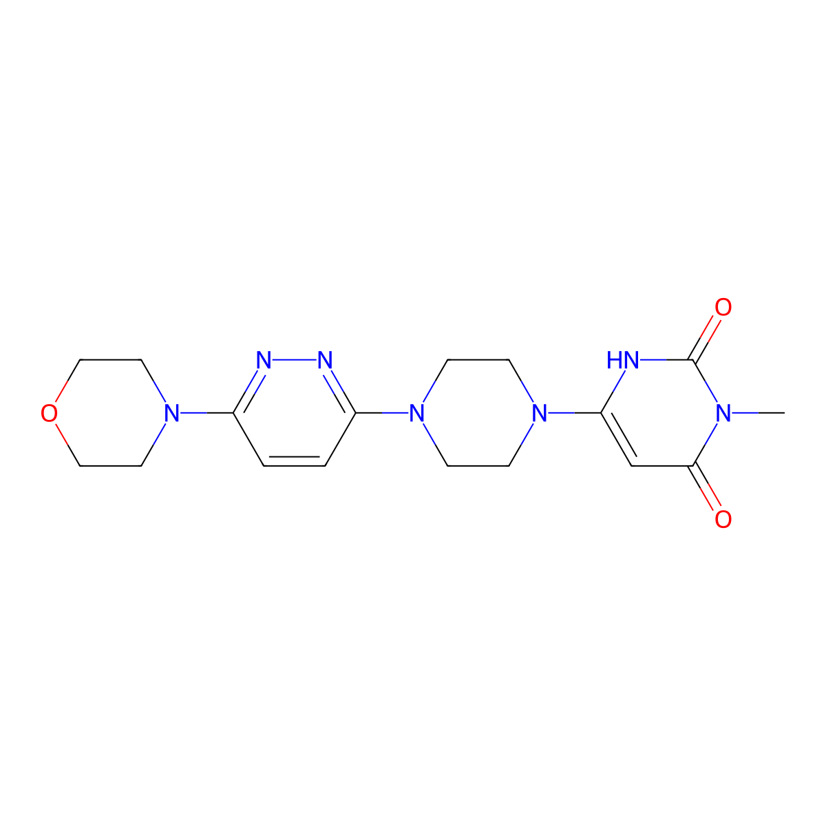 3-Methyl-6-{4-[6-(morpholin-4-yl)pyridazin-3-yl]piperazin-1-yl}-1,2,3,4-tetrahydropyrimidine-2,4-dione molecular structure, CAS 2742059-66-9