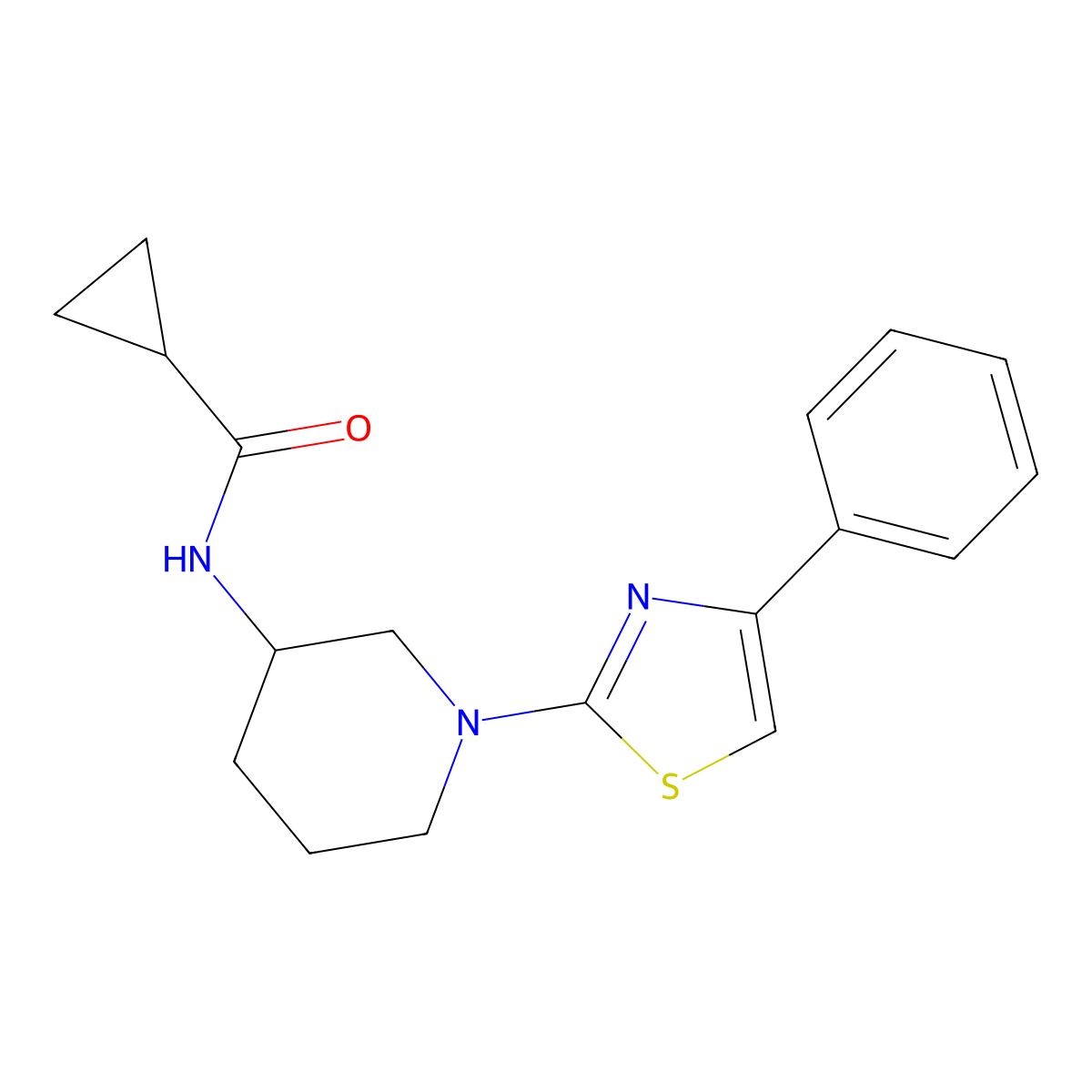N-[1-(4-phenyl-1,3-thiazol-2-yl)piperidin-3-yl]cyclopropanecarboxamide molecular structure, CAS 2742059-68-1