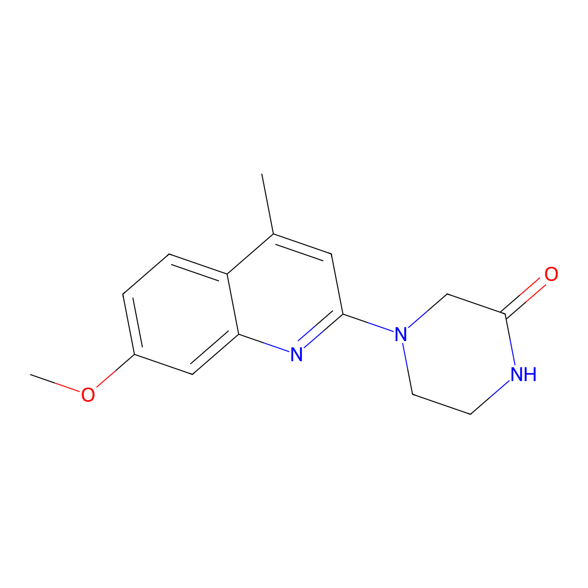 4-(7-Methoxy-4-methylquinolin-2-yl)piperazin-2-one molecular structure, CAS 2742059-73-8