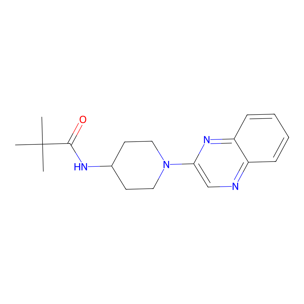 2,2-dimethyl-N-[1-(quinoxalin-2-yl)piperidin-4-yl]propanamide molecular structure, CAS 2742059-76-1