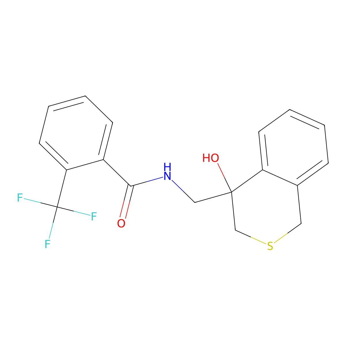 N-[(4-hydroxy-3,4-dihydro-1H-2-benzothiopyran-4-yl)methyl]-2-(trifluoromethyl)benzamide molecular structure, CAS 2742059-78-3