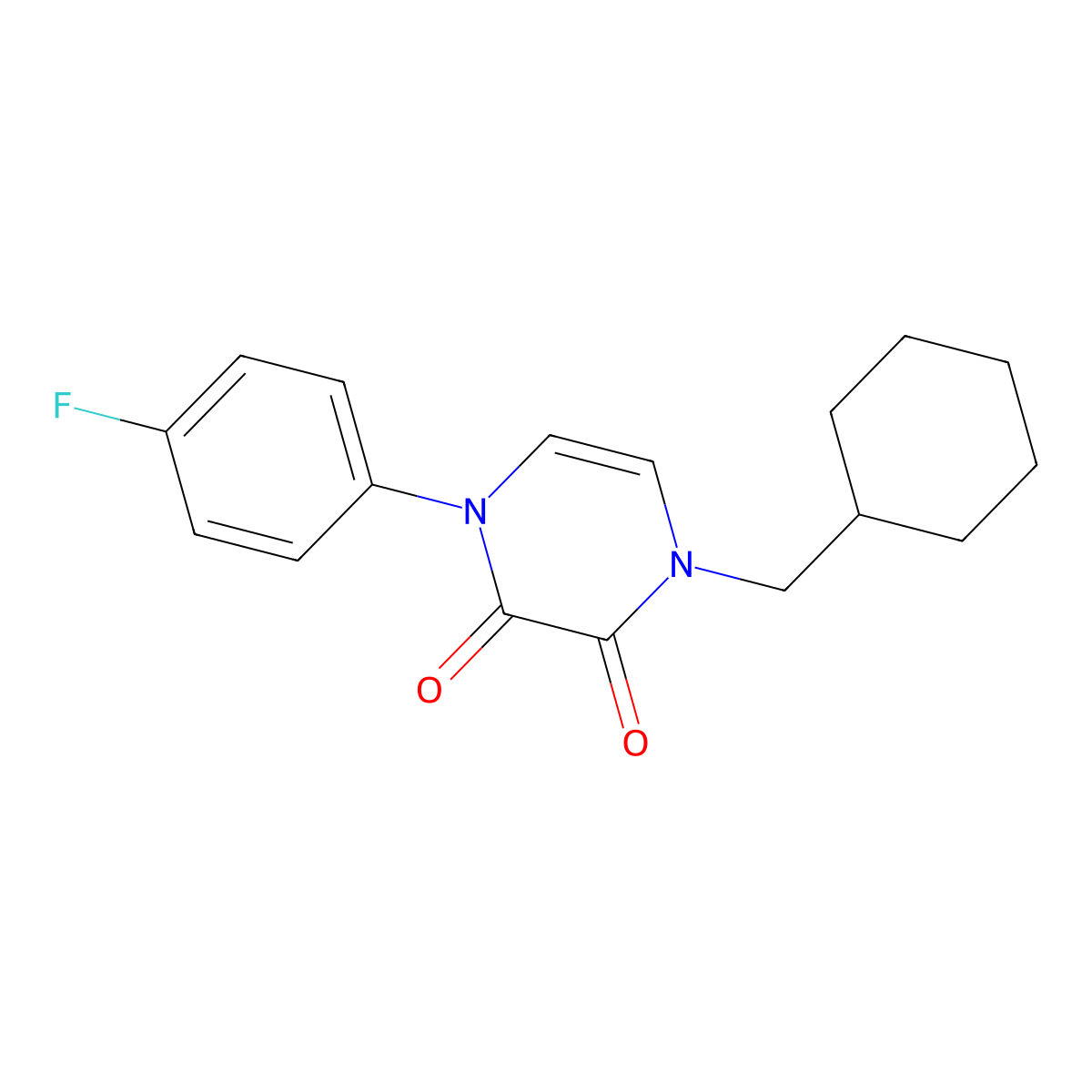 1-(Cyclohexylmethyl)-4-(4-fluorophenyl)-1,2,3,4-tetrahydropyrazine-2,3-dione molecular structure, CAS 2742059-79-4