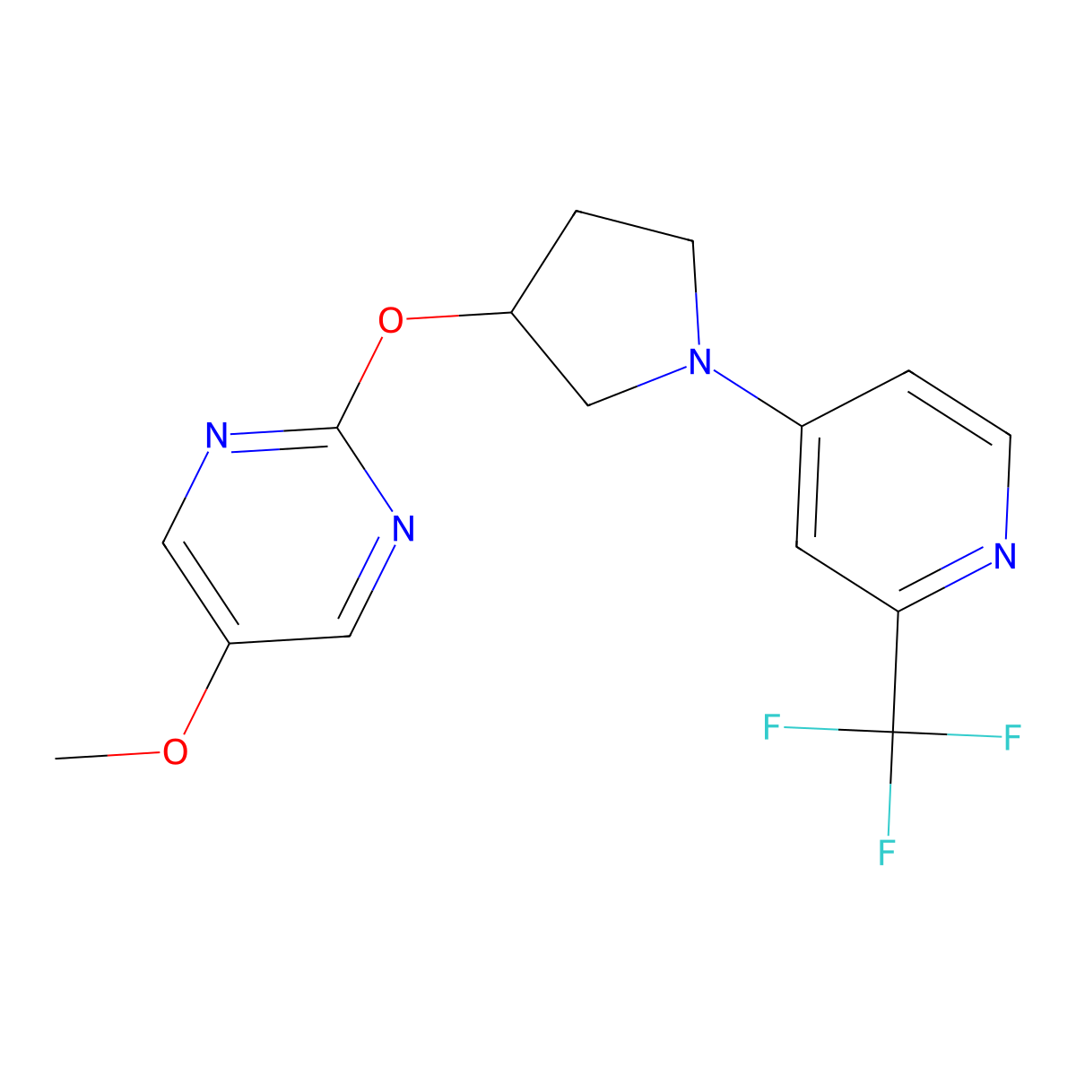 5-Methoxy-2-({1-[2-(trifluoromethyl)pyridin-4-yl]pyrrolidin-3-yl}oxy)pyrimidine molecular structure, CAS 2742059-80-7