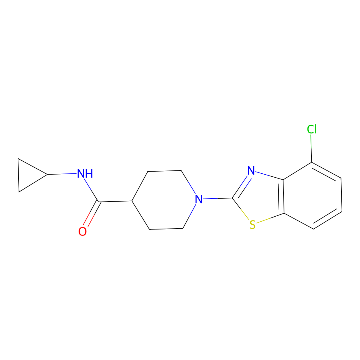 1-(4-chloro-1,3-benzothiazol-2-yl)-N-cyclopropylpiperidine-4-carboxamide molecular structure, CAS 2742059-82-9
