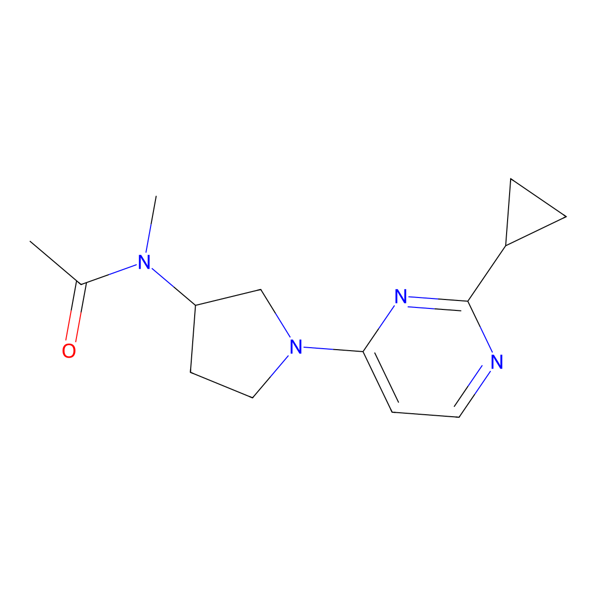 N-[1-(2-cyclopropylpyrimidin-4-yl)pyrrolidin-3-yl]-N-methylacetamide molecular structure, CAS 2742059-84-1