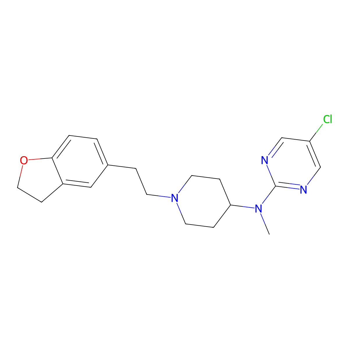 5-chloro-N-{1-[2-(2,3-dihydro-1-benzofuran-5-yl)ethyl]piperidin-4-yl}-N-methylpyrimidin-2-amine molecular structure, CAS 2742059-86-3