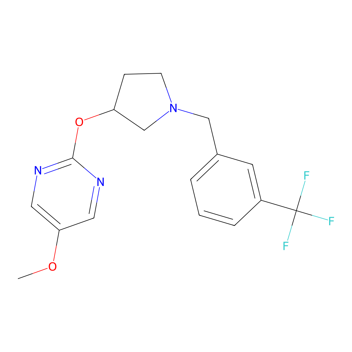 5-Methoxy-2-[(1-{[3-(trifluoromethyl)phenyl]methyl}pyrrolidin-3-yl)oxy]pyrimidine molecular structure, CAS 2742059-87-4