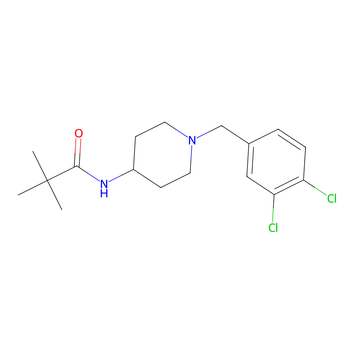 N-{1-[(3,4-dichlorophenyl)methyl]piperidin-4-yl}-2,2-dimethylpropanamide molecular structure, CAS 2742059-93-2