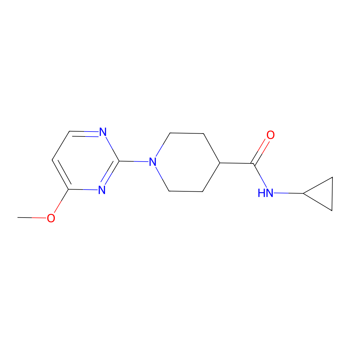 N-cyclopropyl-1-(4-methoxypyrimidin-2-yl)piperidine-4-carboxamide molecular structure, CAS 2742060-05-3