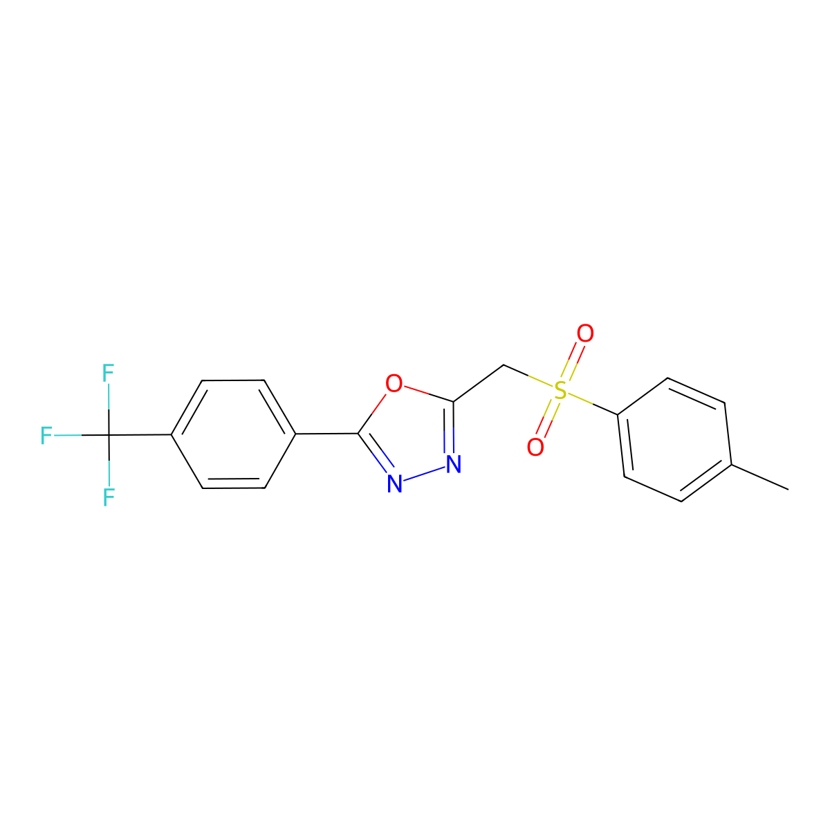 2-[(4-Methylbenzenesulfonyl)methyl]-5-[4-(trifluoromethyl)phenyl]-1,3,4-oxadiazole molecular structure, CAS 2742060-07-5