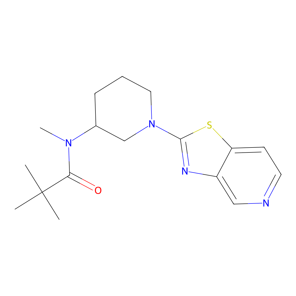 N,2,2-trimethyl-N-(1-{[1,3]thiazolo[4,5-c]pyridin-2-yl}piperidin-3-yl)propanamide molecular structure, CAS 2742060-10-0