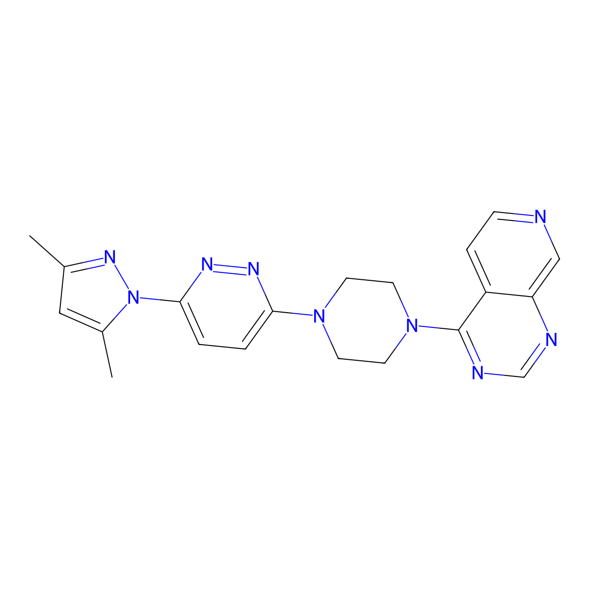 3-(3,5-dimethyl-1H-pyrazol-1-yl)-6-(4-{pyrido[3,4-d]pyrimidin-4-yl}piperazin-1-yl)pyridazine molecular structure, CAS 2742060-11-1