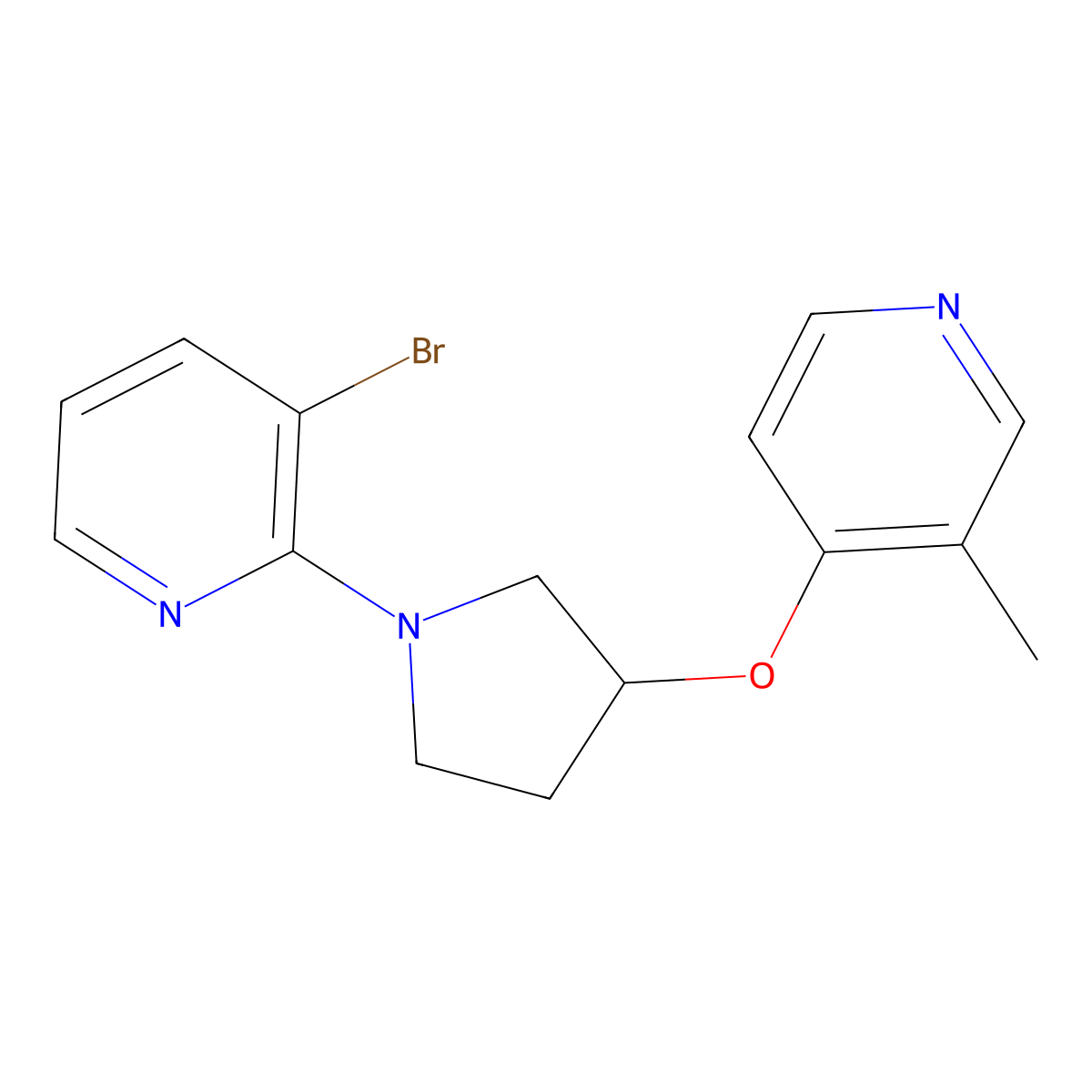 3-Bromo-2-{3-[(3-methylpyridin-4-yl)oxy]pyrrolidin-1-yl}pyridine molecular structure, CAS 2742060-14-4