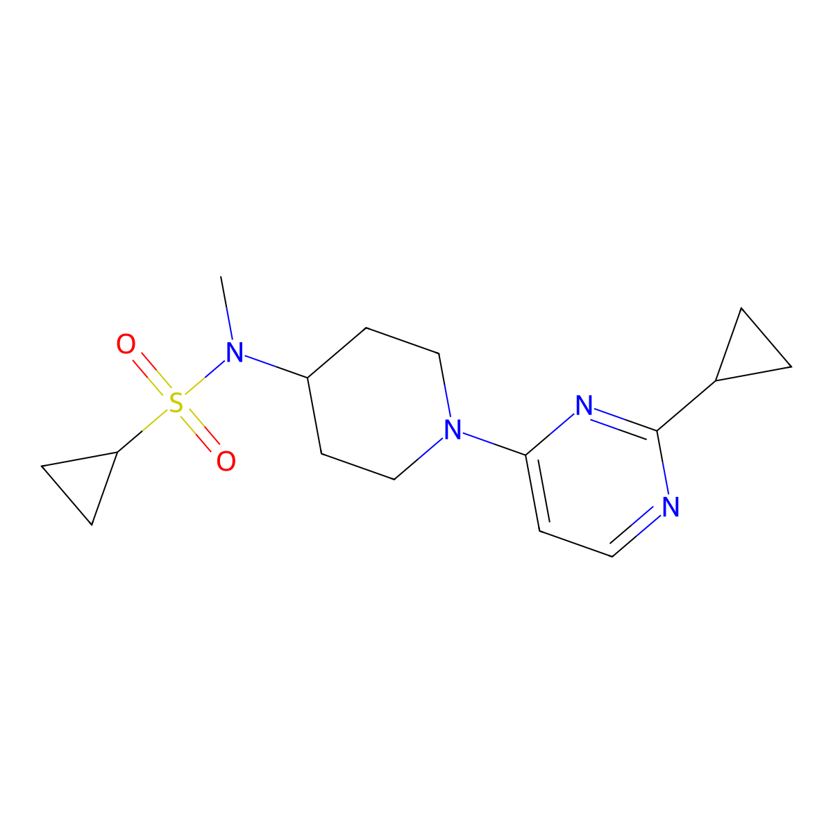 N-[1-(2-cyclopropylpyrimidin-4-yl)piperidin-4-yl]-N-methylcyclopropanesulfonamide molecular structure, CAS 2742060-15-5