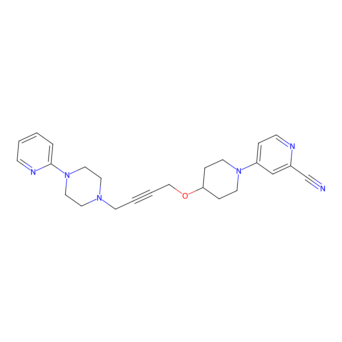 4-[4-({4-[4-(Pyridin-2-yl)piperazin-1-yl]but-2-yn-1-yl}oxy)piperidin-1-yl]pyridine-2-carbonitrile molecular structure, CAS 2742060-18-8