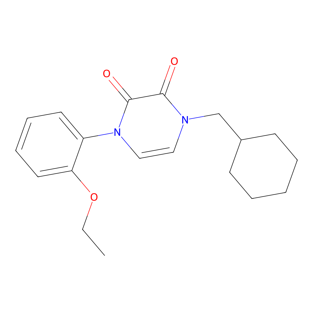 1-(Cyclohexylmethyl)-4-(2-ethoxyphenyl)-1,2,3,4-tetrahydropyrazine-2,3-dione molecular structure, CAS 2742060-20-2
