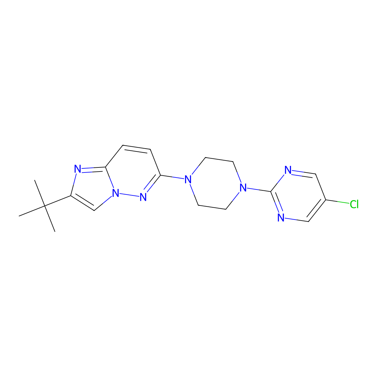2-(4-{2-Tert-butylimidazo[1,2-b]pyridazin-6-yl}piperazin-1-yl)-5-chloropyrimidine molecular structure, CAS 2742060-21-3