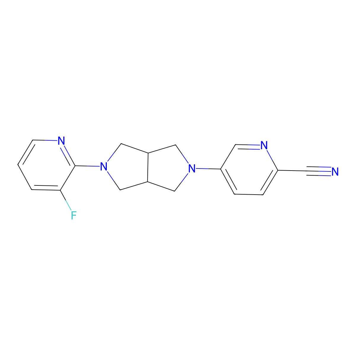 5-[5-(3-Fluoropyridin-2-yl)-octahydropyrrolo[3,4-c]pyrrol-2-yl]pyridine-2-carbonitrile molecular structure, CAS 2742060-24-6
