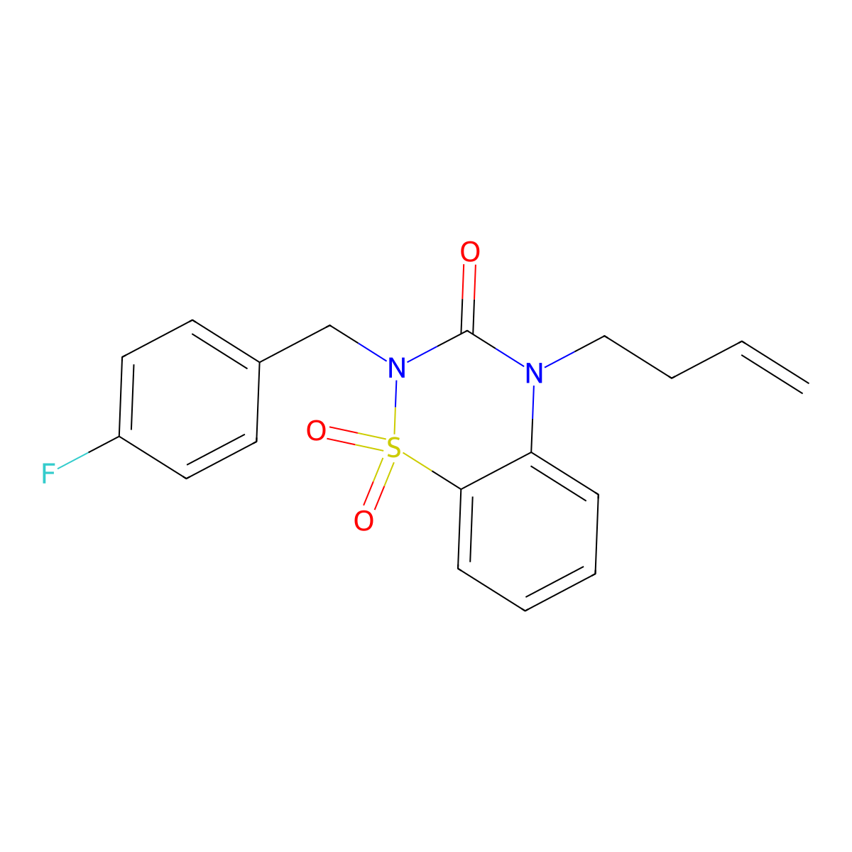 4-But-3-enyl-2-[(4-fluorophenyl)methyl]-1,1-dioxo-1lambda6,2,4-benzothiadiazin-3-one molecular structure, CAS 2742060-26-8