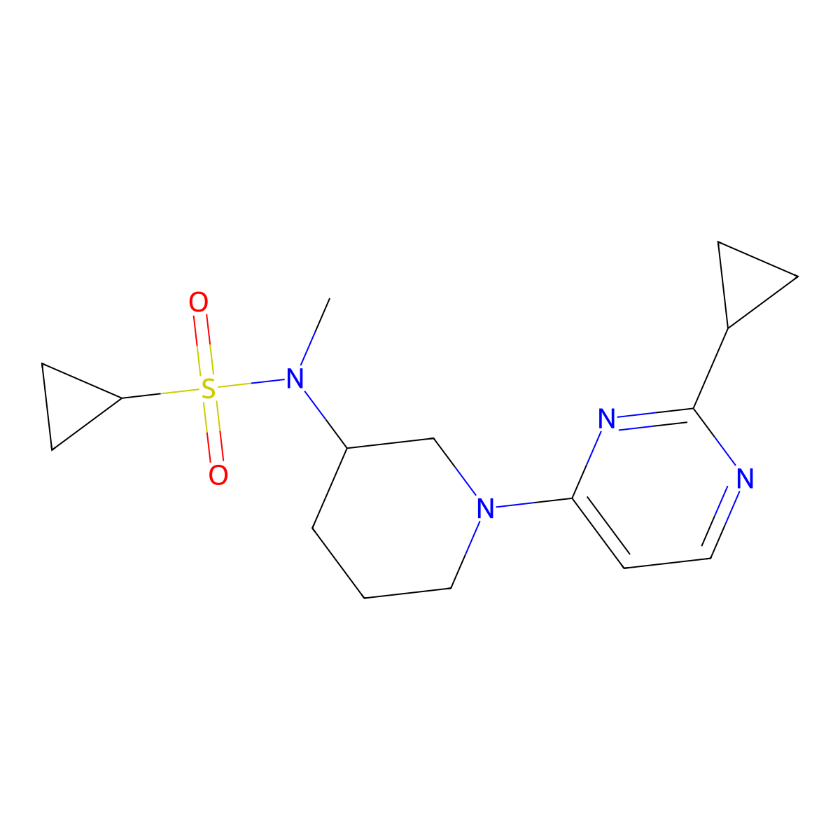 N-[1-(2-cyclopropylpyrimidin-4-yl)piperidin-3-yl]-N-methylcyclopropanesulfonamide molecular structure, CAS 2742060-28-0