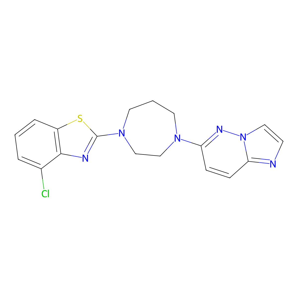 4-Chloro-2-(4-{imidazo[1,2-b]pyridazin-6-yl}-1,4-diazepan-1-yl)-1,3-benzothiazole molecular structure, CAS 2742060-29-1