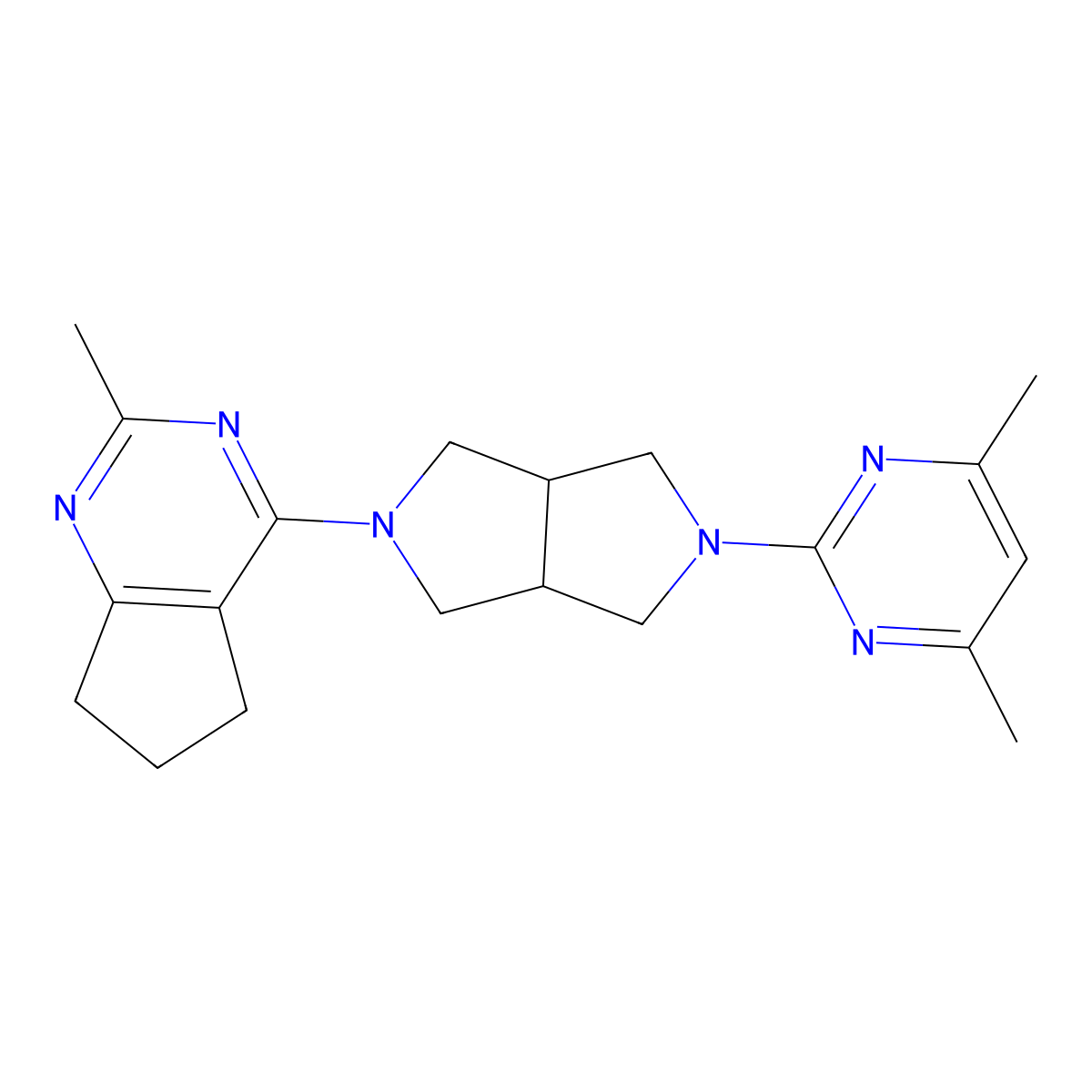 4,6-dimethyl-2-(5-{2-methyl-5H,6H,7H-cyclopenta[d]pyrimidin-4-yl}-octahydropyrrolo[3,4-c]pyrrol-2-yl)pyrimidine molecular structure, CAS 2742060-36-0
