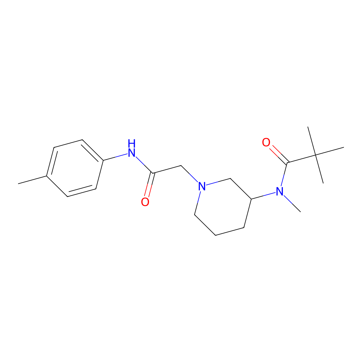 N,2,2-trimethyl-N-(1-{[(4-methylphenyl)carbamoyl]methyl}piperidin-3-yl)propanamide molecular structure, CAS 2742060-42-8
