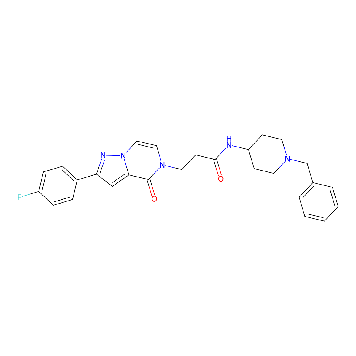 N-(1-benzylpiperidin-4-yl)-3-[2-(4-fluorophenyl)-4-oxo-4H,5H-pyrazolo[1,5-a]pyrazin-5-yl]propanamide molecular structure, CAS 2742060-43-9