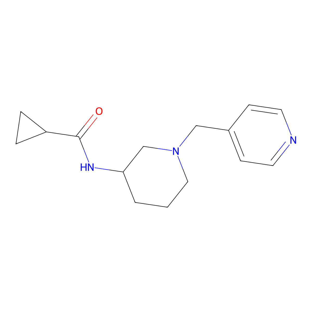N-{1-[(pyridin-4-yl)methyl]piperidin-3-yl}cyclopropanecarboxamide molecular structure, CAS 2742060-44-0