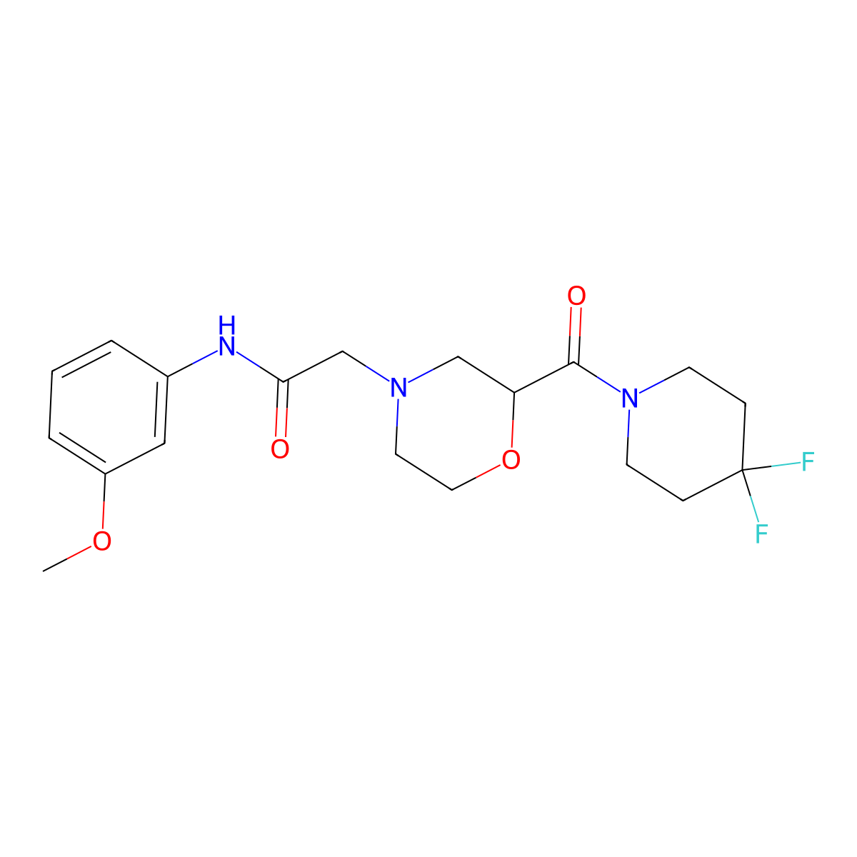 2-[2-(4,4-difluoropiperidine-1-carbonyl)morpholin-4-yl]-N-(3-methoxyphenyl)acetamide molecular structure, CAS 2742060-46-2